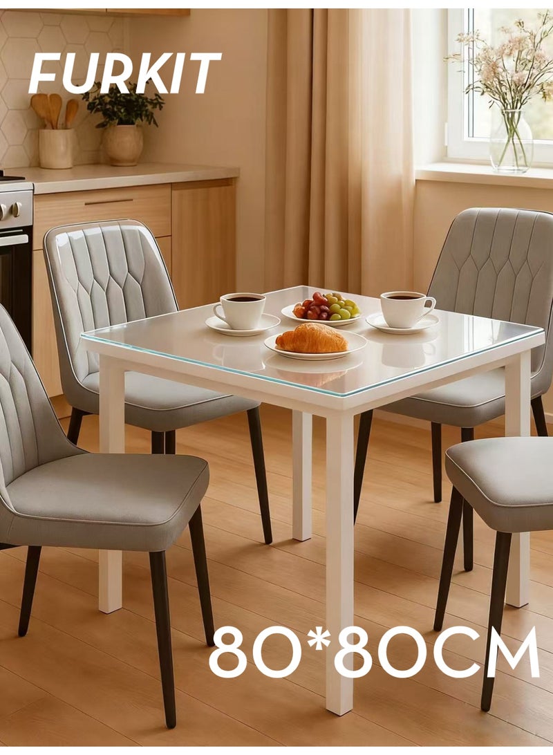 FURKIT مفرش طاولة من PVC شفاف سمك 1.5 مم - حصيرة مانعة للانزلاق مضادة للماء لطاولة الطعام والمكتب والمنزل - غطاء طاولة بلاستيكي مرن للحماية 80*80cm/31.5*31.5in - Image 2