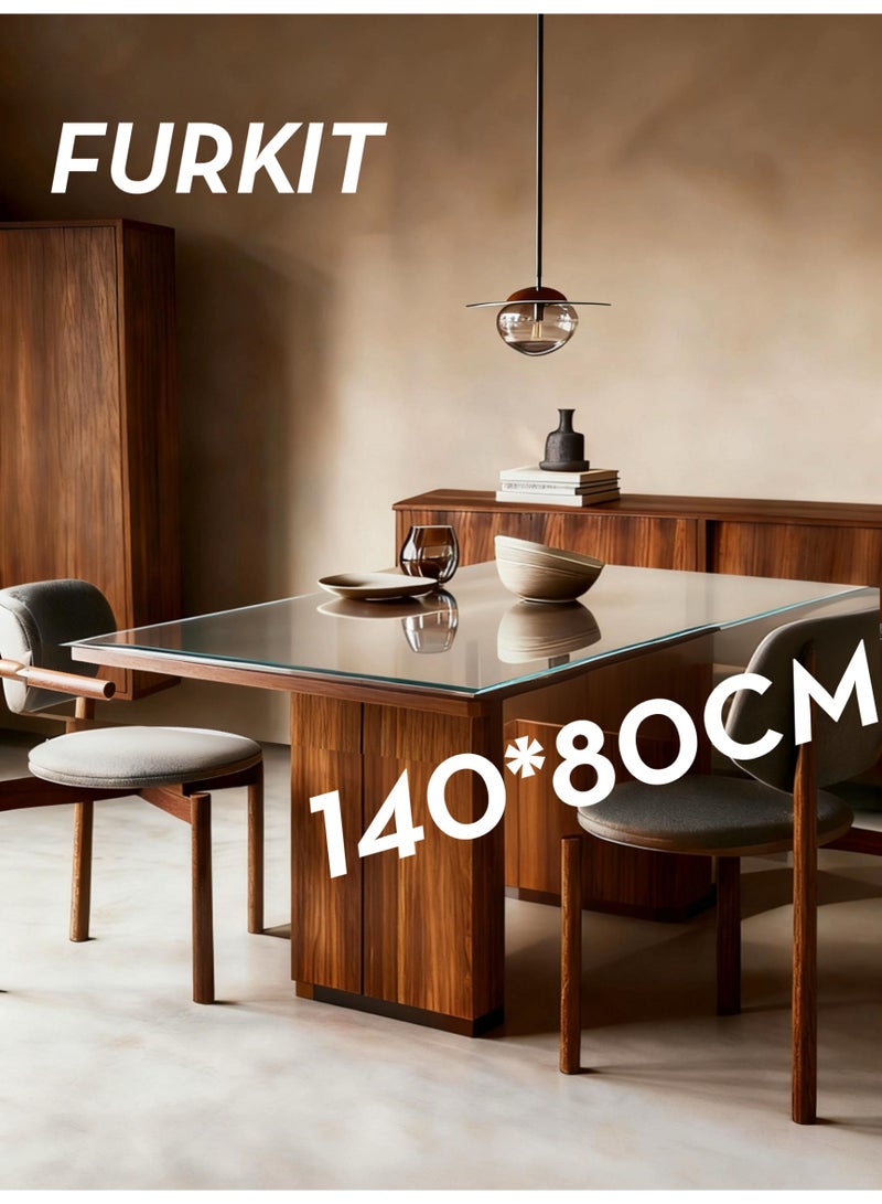 FURKIT مفرش طاولة من PVC شفاف سمك 1.5 مم - حصيرة مانعة للانزلاق مضادة للماء لطاولة الطعام والمكتب والمنزل - غطاء طاولة بلاستيكي مرن للحماية 80*80cm/31.5*31.5in - Image 4