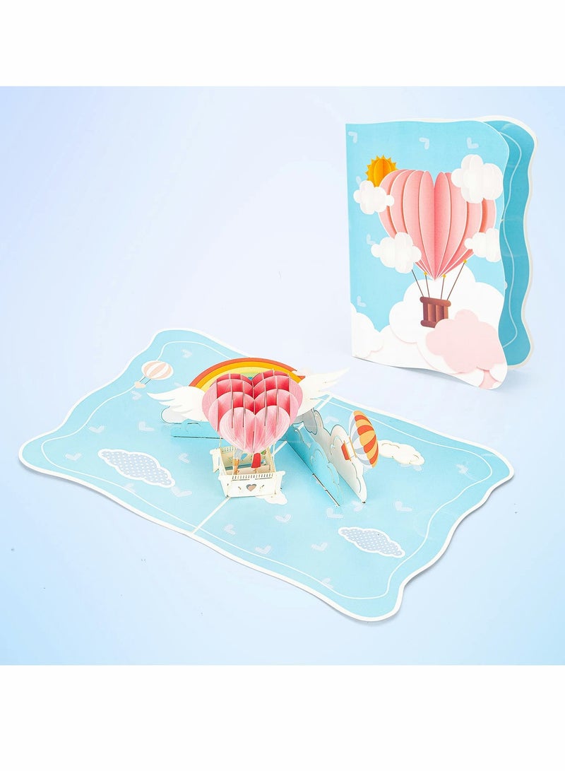 SOLARAE 3D Hot Air Balloon Pop-Up Card for Anniversary, Wedding, Valentine's Day, Engagement - A Romantic Gift for Couples, Lovers, Husbands, Wives, Girlfriends, Boyfriends for All Occasions. - Image 5