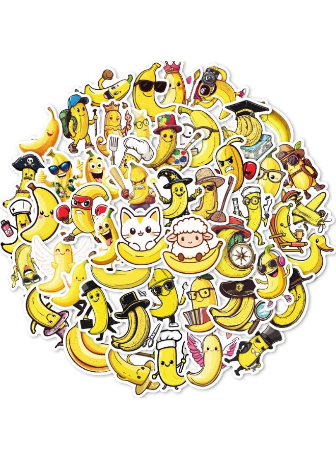 NIBEMINENT 50 Pcs Cartoon Banana Man Deco Kit Waterproof Stickers, High Definition Printing Bright Colors, Suitable for Laptop Skateboard Luggage Water Bottle Guitar DIY - Image 1