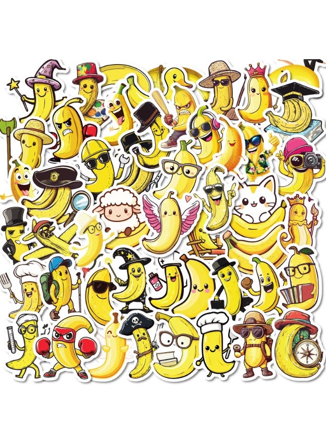 NIBEMINENT 50 Pcs Cartoon Banana Man Deco Kit Waterproof Stickers, High Definition Printing Bright Colors, Suitable for Laptop Skateboard Luggage Water Bottle Guitar DIY - Image 2