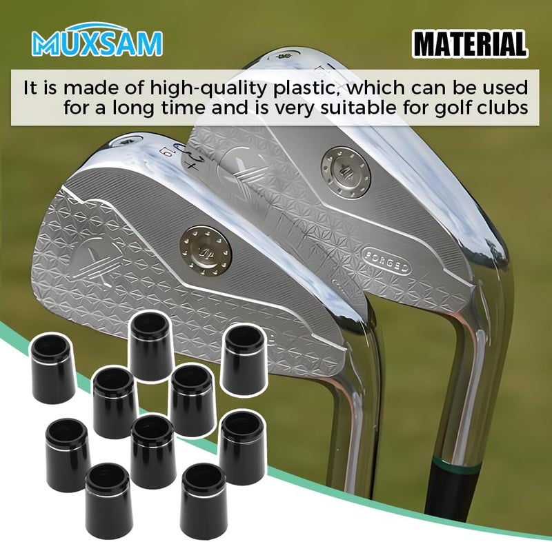 MUXSAM 10pcs Black Golf Tapered Ferrules Compatible for Irons Shaft Universal with Single Silver Ring - Image 4