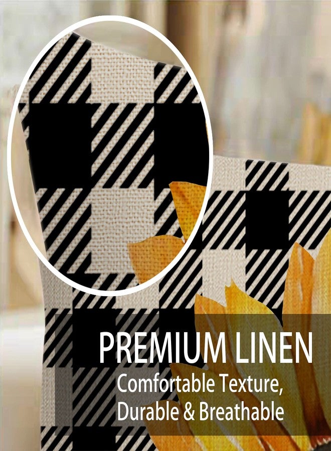 بنياتا مجموعة من 4 أغطية وسائد على شكل عباد الشمس من بيناتا، مقاس 18 × 18، أغطية وسائد خارجية بنقشة عباد الشمس، باللون الأصفر والأسود من بافالو، مناسبة للأريكة الخارجية والمنزل، وغطاء وسادة على شكل زهرة الخريف (بدون حشو) - Image 5