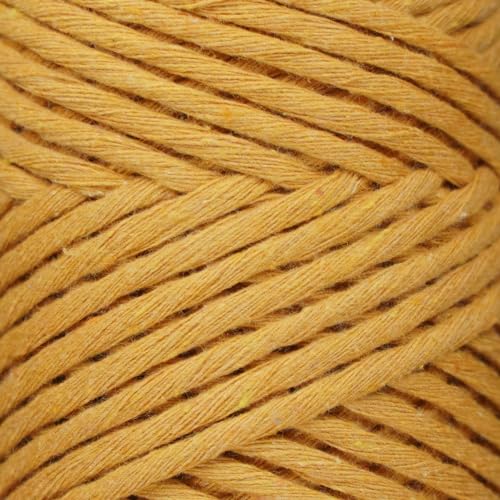 Makromecity, Single Strand Macrame Cord 3 mm x 100 Yards (300 feet) 3mm Single Twisted Mustard Cotton Cord for Macrame Art & Crafts for Wall Hangings Recycled Cotton Cord Yarn DIY (Mustard, 1 Skein) - Image 4
