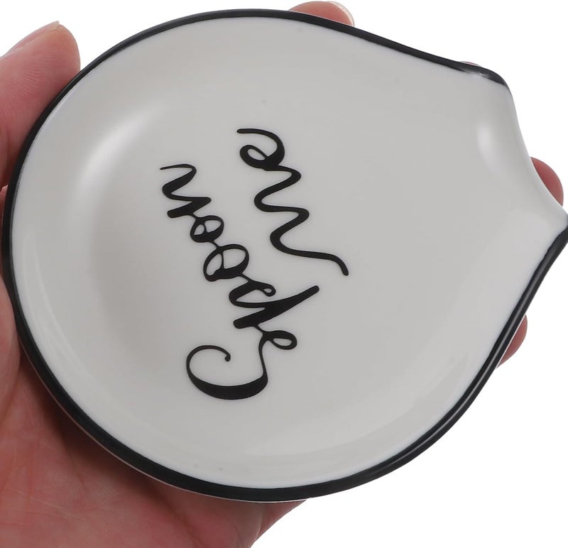 GALPADA Ceramic Spoon Rest with Black Rim, Small Cooking Spoon Holder for Kitchen Counter, Compact Sturdy Scoop Rest for Soup and Dinner Utensils - Image 4