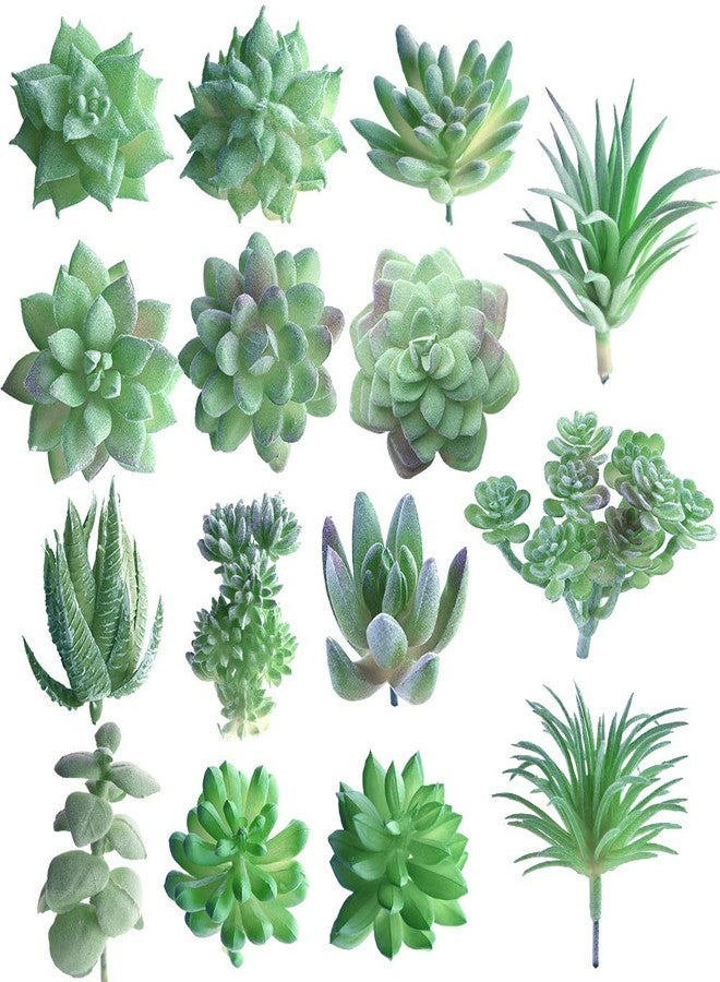 FEPITO 15 Pcs Artificial Succulent Plants Green Unpotted Faux Flower Succulents Mini Echeveria Picks Bulk Stems for Home Indoor Fairy Garden Decorations - Image 1