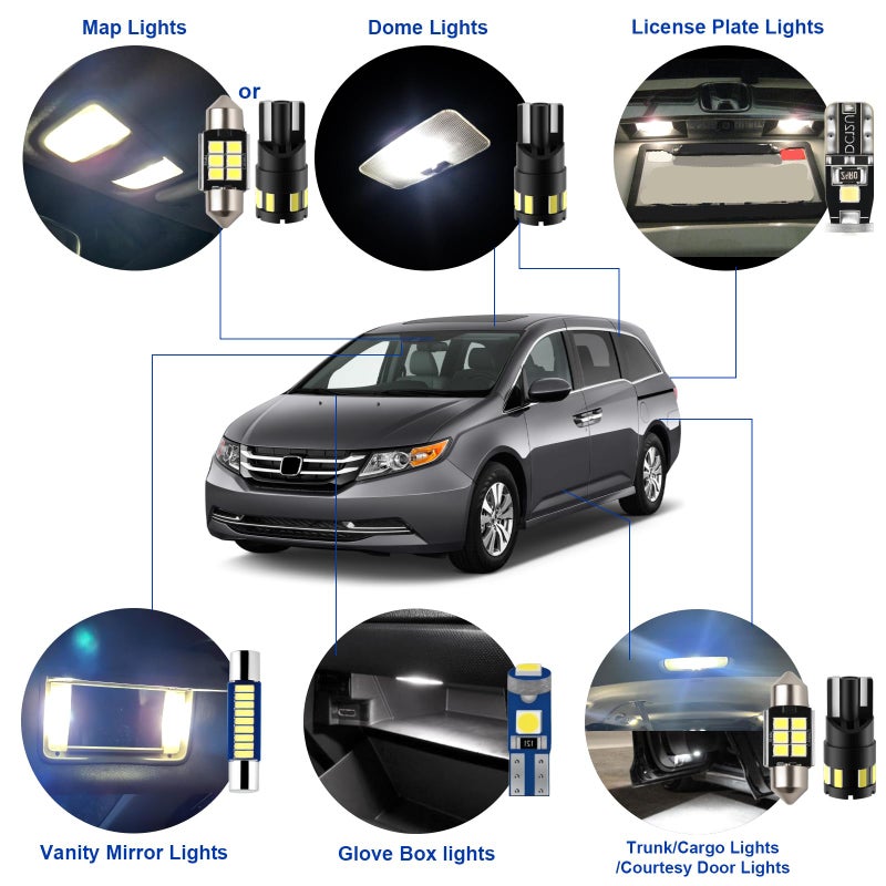 EASY EAGLE LED Interior Car Lights for Honda-Odyssey-2011-2017: 18 Piece Kit White LED Light Bulbs - Super Bright 6000K + Install Tool - Image 3