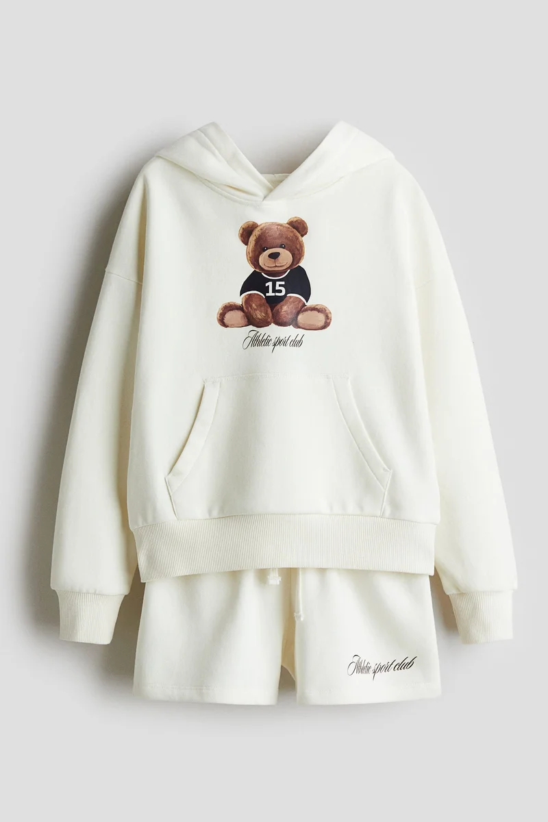 H&M 2-piece brushed-inside hoodie and shorts set