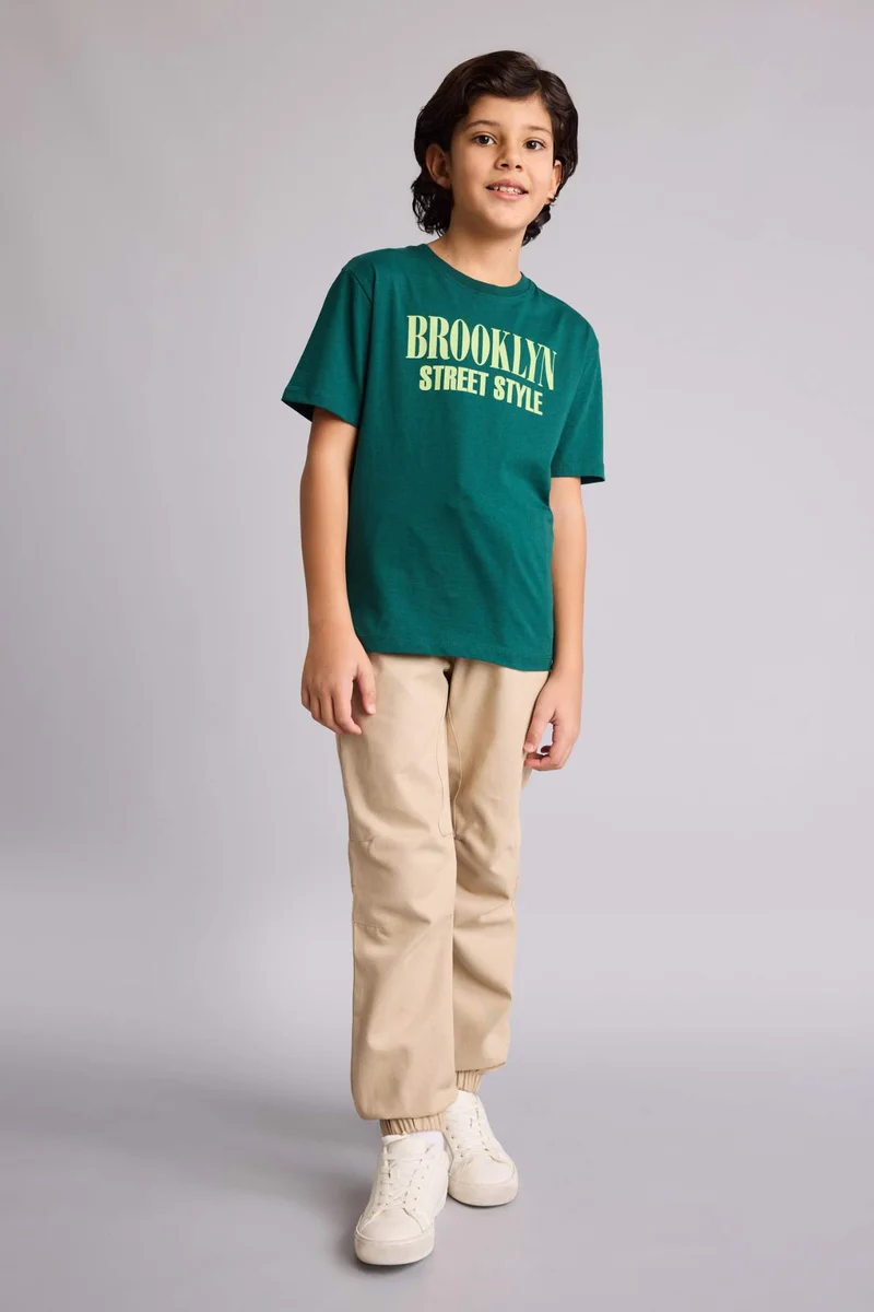 ديفاكتو Boy New Regular Fit Crew Neck Printed T-Shirt