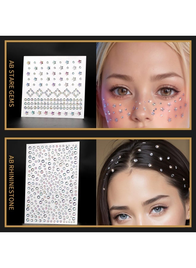 650 Pcs Self-Adhesive Facial Gemstones And Pearls, Suitable For Cosmetics, Holiday Jewelry, Hair Gemstones, Rhinestone Stickers, Suitable For Face, Eye, Cosmetics, Nails, Craft Diamond Sticker Set, Multicolor - Image 4