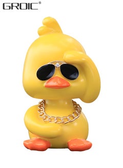 GROIC Cute Yellow Duck Toy Car Ornaments Cool Duck Car Dashboard Decorations Shaking Head Doll  - Image 1
