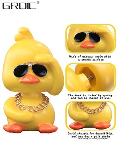 GROIC Cute Yellow Duck Toy Car Ornaments Cool Duck Car Dashboard Decorations Shaking Head Doll  - Image 3