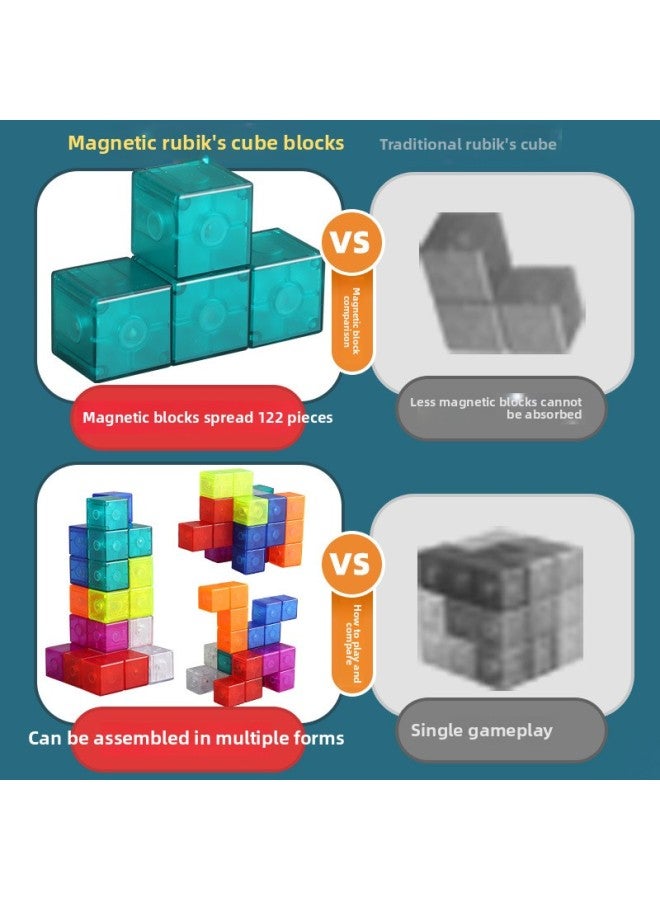 Loquat Magnetic Rubik's Cube Building Block Soma Cube Luban Geometry Third-order Magnetic Magnet Cube Children's Benefit Intelligence Toys-Color:Magnetic Rubik's Cube 【solid Color】 2 Pack - Image 4
