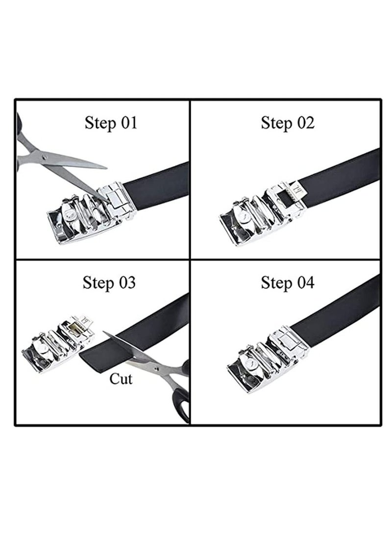 Excefore - Mens Belt,Genuine Leather Fashion Belt Ratchet Dress Belt with Automatic Buckle, Soft Leather Business Belt Fashion for Casual Dress Jeans Khakis (Silver Buckle, Black) - Image 1