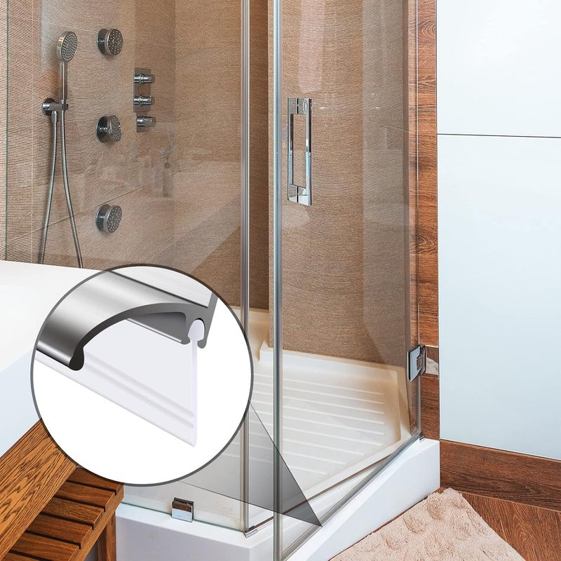 Tondiamo ختم أسفل باب الدش Tondiamo 2 رول شفاف بديل من السيليكون لأجزاء الحمام والمطبخ 74 بوصة إجمالاً - Image 5