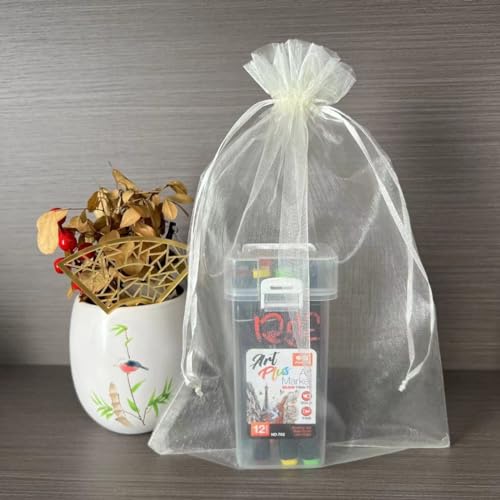 LYSXP 30PCS Ivory Color Large Sheer Organza Bags 10x14Inch, Wedding Favor Bags with Drawstring Party Christmas Candy Bag - Image 4