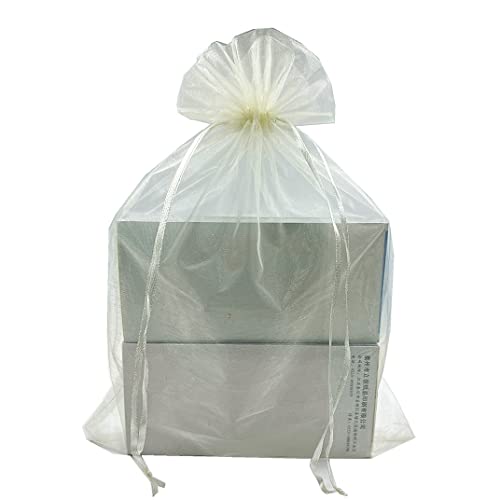 LYSXP 30PCS Ivory Color Large Sheer Organza Bags 10x14Inch, Wedding Favor Bags with Drawstring Party Christmas Candy Bag - Image 1