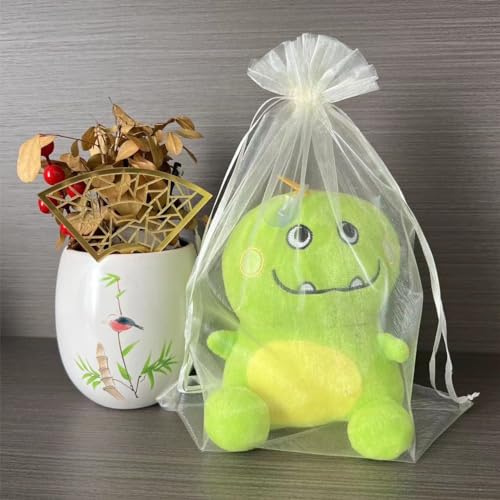 LYSXP 30PCS Ivory Color Large Sheer Organza Bags 10x14Inch, Wedding Favor Bags with Drawstring Party Christmas Candy Bag - Image 2