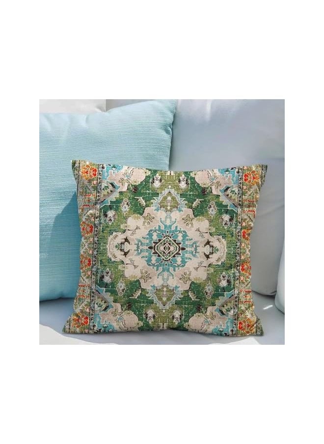 The Bros Boho Throw Pillow Covers, 18x18 inch Set of 2 Monaco Rug Persian Carpet Double Sided Pattern Cotton Soft Pillow Case Cushion Cover Pillowcase for Couch Sofa Bed Decorative (Green)  - Image 5