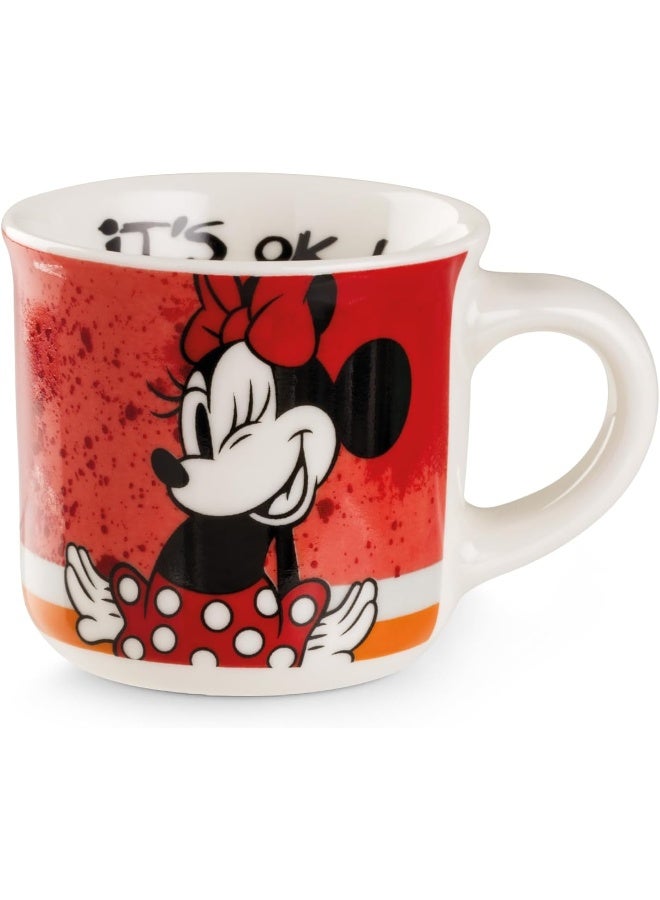 كوب صغير ميكي أنا و ميني أنا – 80 مل كوب إسبريسو | كوب قابل للجمع | بورسلين جديد | آمن للاستخدام في الميكروويف وغسالة الصحون | هدية لعشاق القهوة والشاي (ميني الأحمر)