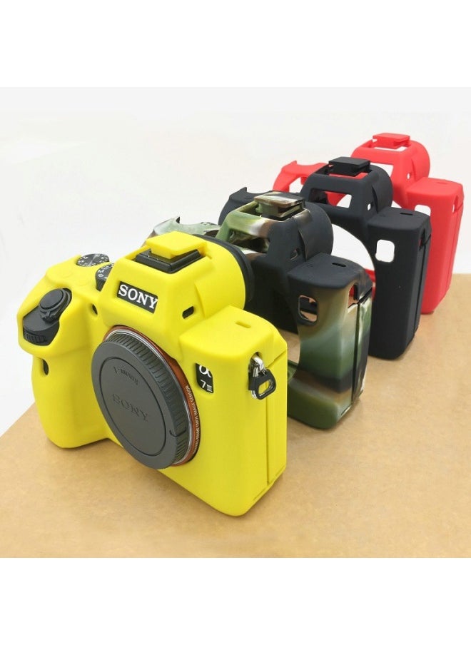 Generic - A73 A7RM3 A7R3 A7MIII A7III Micro Single Camera Case Silicone Case Protective Soft Leather Case-Color:Red - Image 1