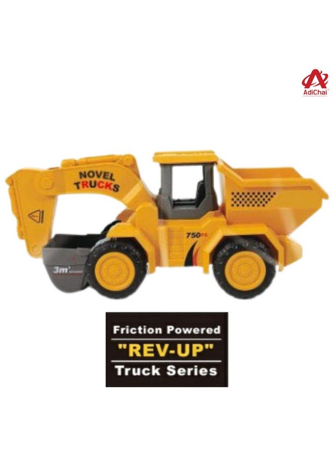 AdiChai - Adichai Excavator with Dumper Function Truck Friction Powered Excavator Construction Toy, Construction Truck Toy for Kids - Yellow - Image 1