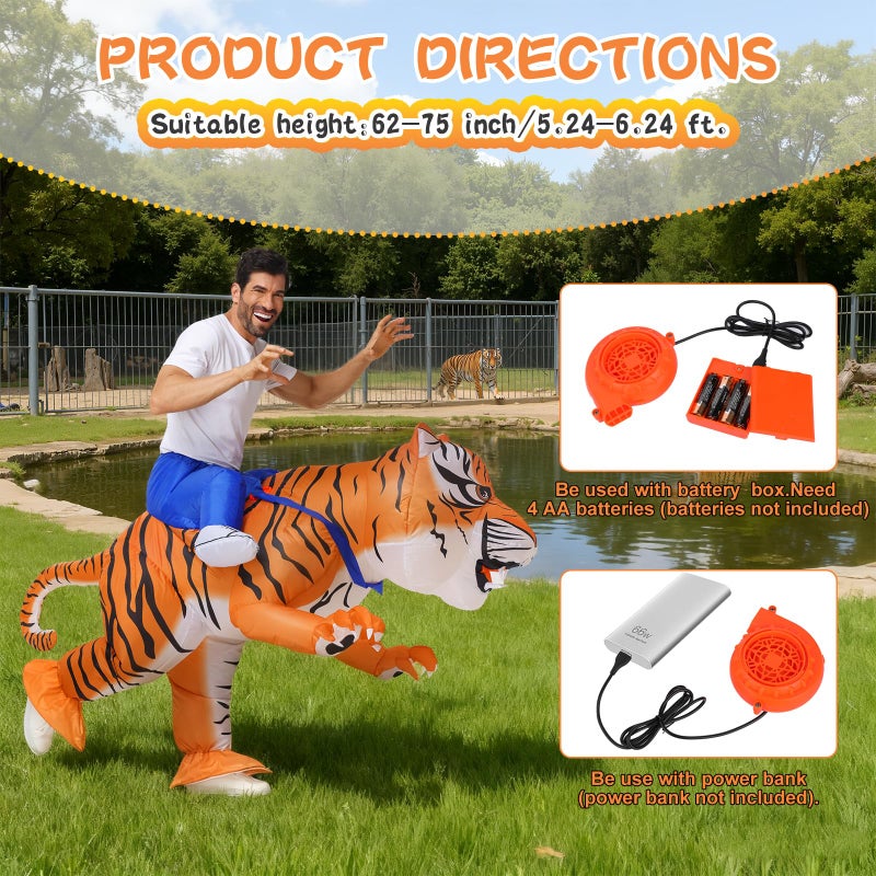Spinosaurus Inflatable Tiger Costume for Adult Inflatable Christmas Costume Halloween Blow Up Animal Costumes for Woman Men - Image 2