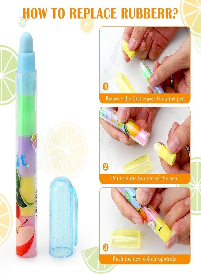 Radiance Stacking Pen Type Erasers for Kids | Set of 12 Colorful Pencil Erasers | Fun Stationery Supplies for School & Home Use (Random Design & Color, No Color Choice) - Image 4