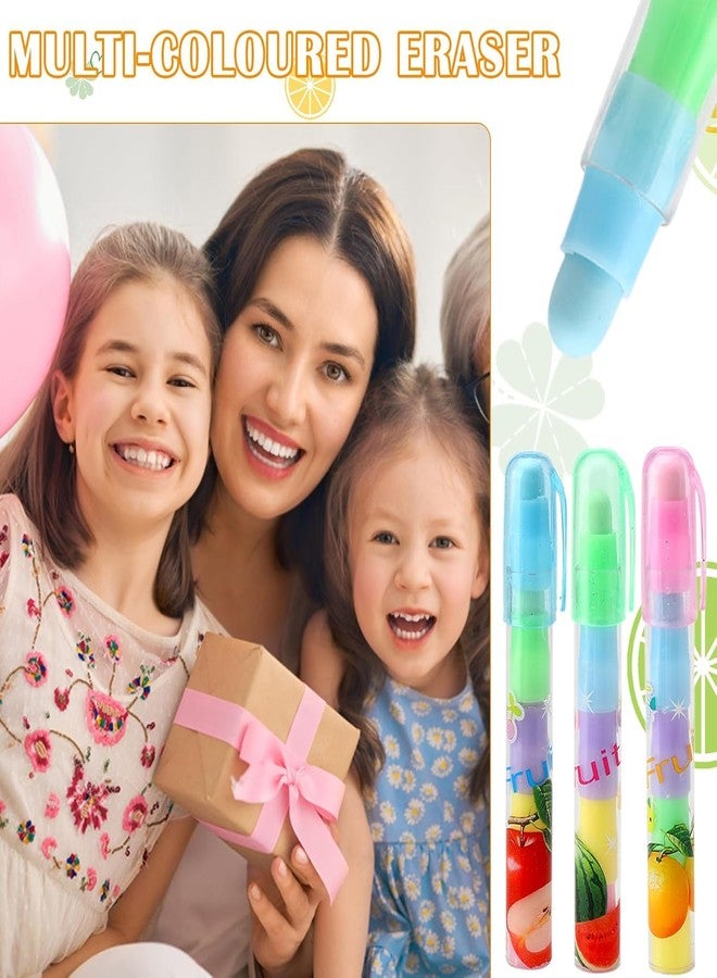 Radiance Stacking Pen Type Erasers for Kids | Set of 12 Colorful Pencil Erasers | Fun Stationery Supplies for School & Home Use (Random Design & Color, No Color Choice) - Image 2