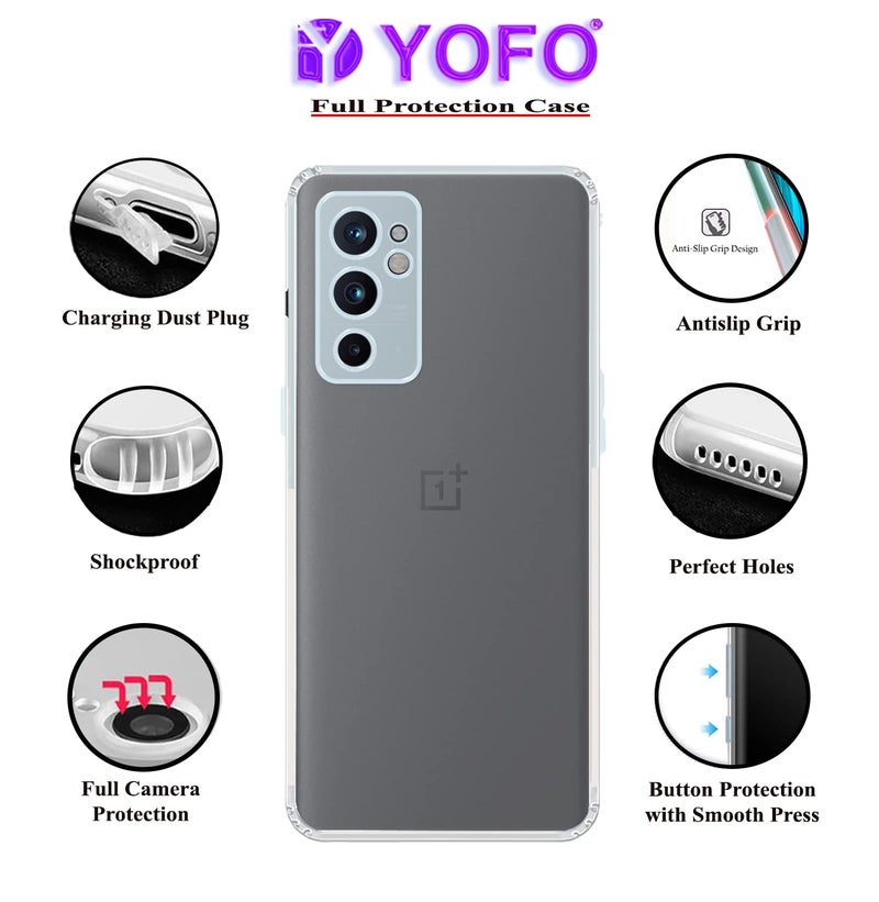 YOFO Back Cover for OnePlus 9RT (5G) (Flexible|Silicone|Transparent|Camera Protection|DustPlug) - Image 2