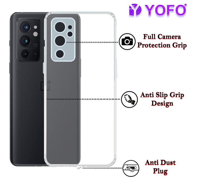 YOFO Back Cover for OnePlus 9RT (5G) (Flexible|Silicone|Transparent|Camera Protection|DustPlug) - Image 3
