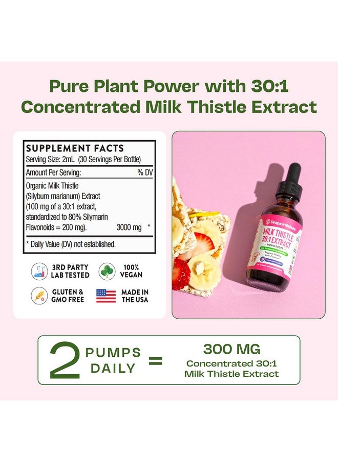 Drops of Nature قطرات سائل مكمل حليب الشوك مع 80% من الفلافونويدات السليمارين - نباتي، مستخلص حليب الشوك العضوي - يخلط بسهولة مع الشاي يوميًا لخصائص مضادة للأكسدة، الكبد، رعاية المناعة (توت مختلط، 60 مل) - Image 5