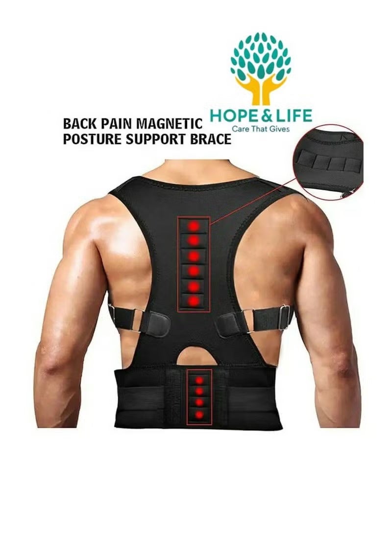 Hope And Life Back Brace Posture Corrector, Back Support ,Back Belt for Upper & Lower Back Pain Relief, Improve Posture & Thoracic Kyphosis, Adjustable for Men & Women (Black) - Image 1