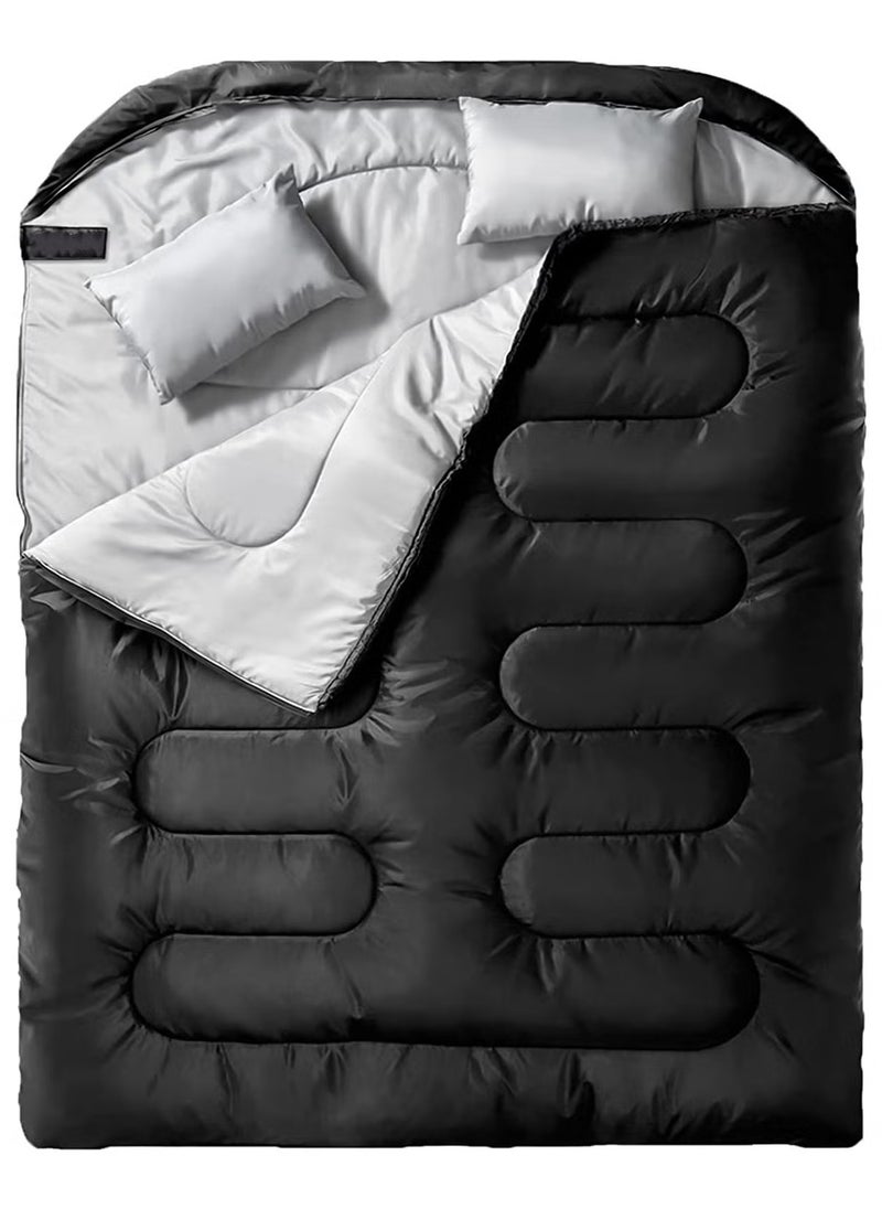 MIXDE Sleeping Bags for Adults, Double Sleeping Bag with 2 Pillows Waterproof Sleeping Bag for Kids 2 Person Cold Weather Sleeping Bags for Family Teens Camping Backpacking Hiking Outdoor  - Image 1