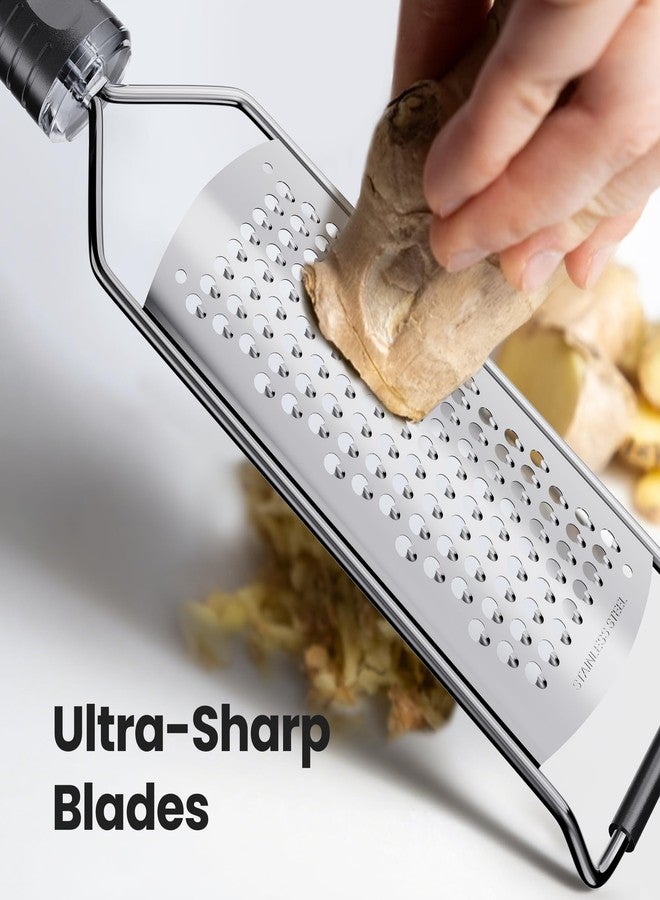 TYZUIAW Coarse Grater for Cheese & Vegetables - Non-Slip Grip | Dishwasher Safe Stainless Steel (Black) - Image 3