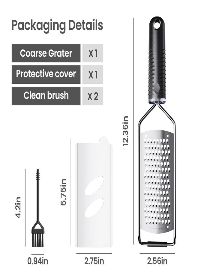 TYZUIAW Coarse Grater for Cheese & Vegetables - Non-Slip Grip | Dishwasher Safe Stainless Steel (Black) - Image 2