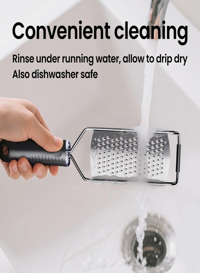 TYZUIAW Coarse Grater for Cheese & Vegetables - Non-Slip Grip | Dishwasher Safe Stainless Steel (Black) - Image 5