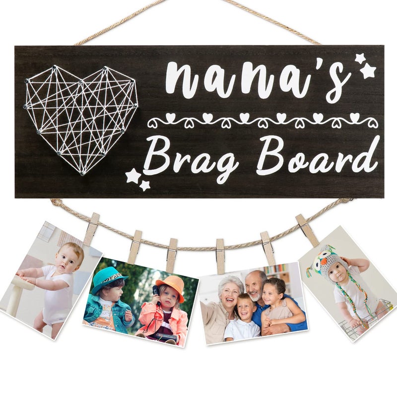 Yunfan Mothers Day Gifts for Nana Nanas Brag Board from Granddaughter Grandson Grandkids Picture Frame Photo Holder Nana Birthday Christmas