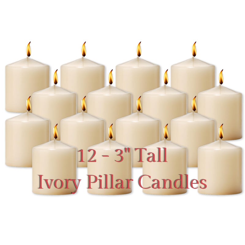 Hollowick Hollowick Select Wax Ivory Solid Wax Pillar Candle 3"" Dia x 3"" H (12/case)  - Image 1