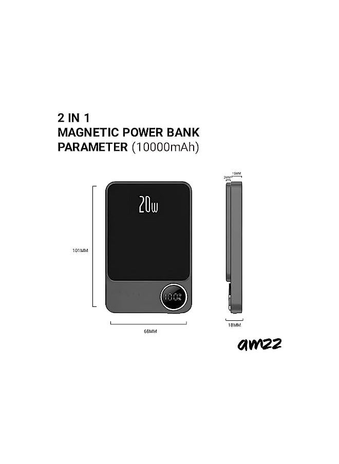 Fast Magnetic Wireless Power Bank 10000 mAh 20W Portalbe Charger and USB-C