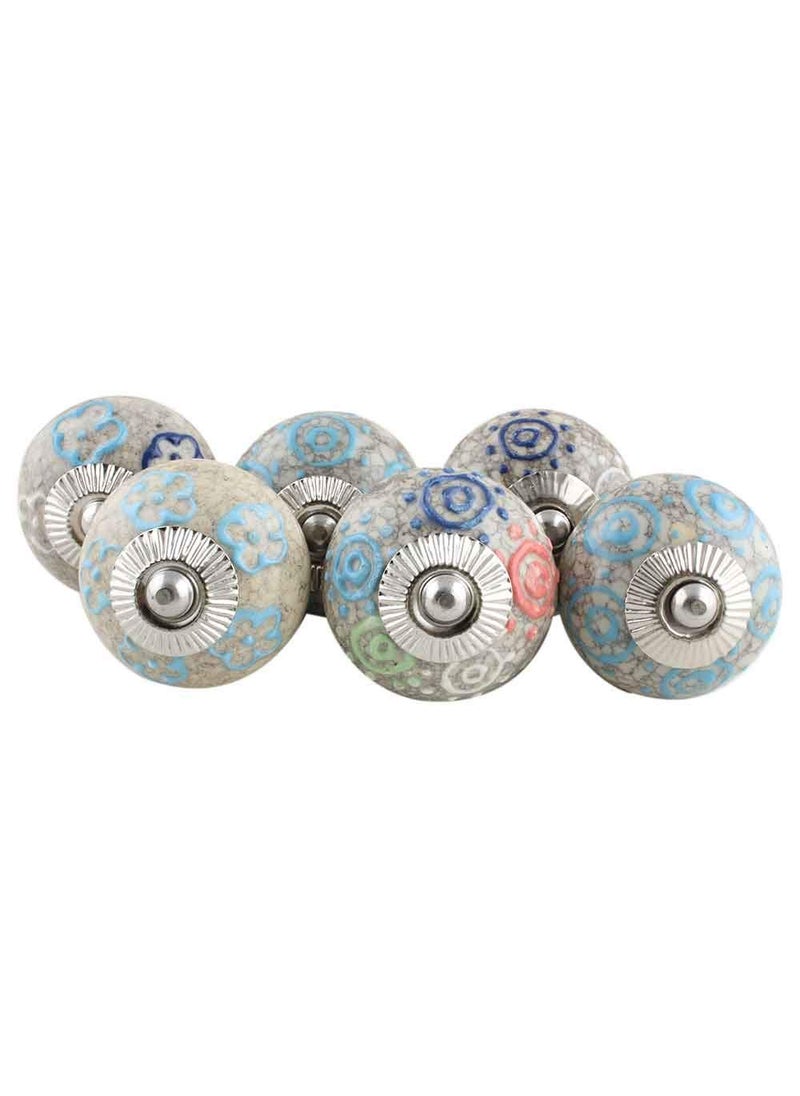 Indian-Shelf IndianShelf Pack of 25 Multicolor Door Pull Ceramic Drawer Knob Round Dresser Knob Etched Door Handles Drawer Pull Pull Kitchen Door Knob Fancy Cabinet Knobs 