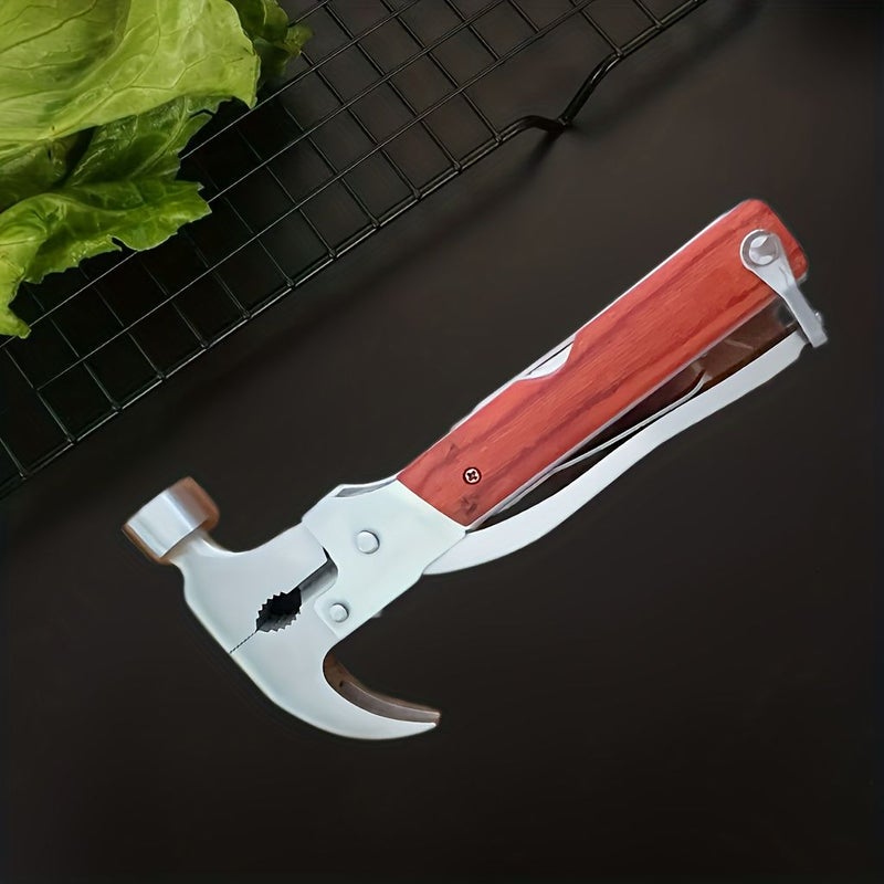 One Stainless Steel Folding Hammer Pliers Multi-tool 1pc Random Handle Pattern - Image 3