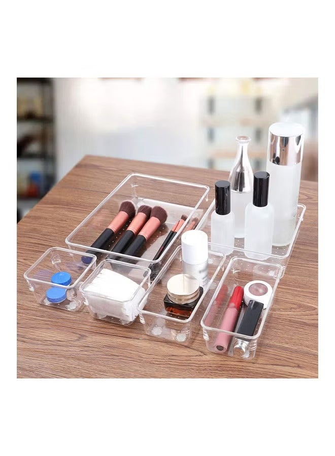 16-Piece Drawer Organizer with Non-Slip Pads, Desk Storage Tray for Makeup, Jewelries, Utensils in Bedroom Dresser, Office and Kitchen, Clear - Image 5