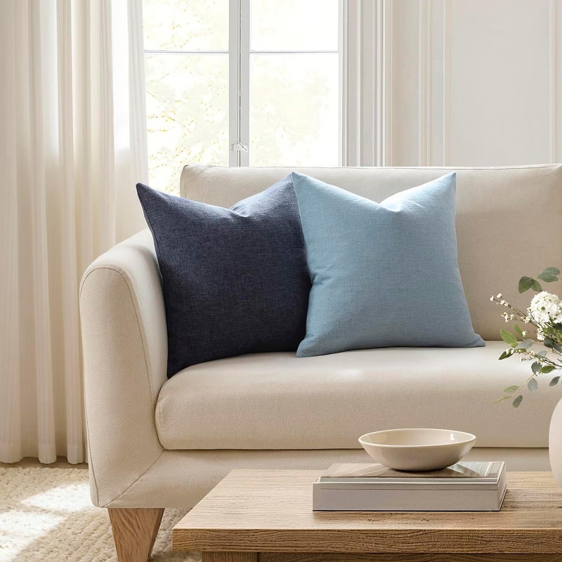Meekio مجموعة من 2 أغطية وسائد بلون البيج الفاتح من ، مقاس 18 × 18 بوصة، لتزيين الأرائك بأسلوب الريف البسيط والأنيق. - Image 2