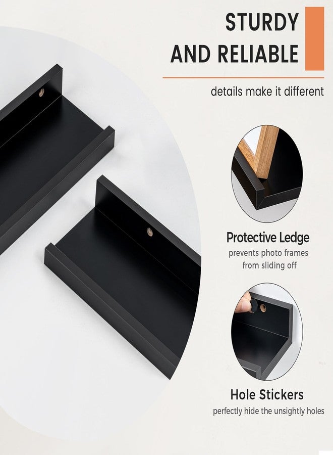 FLYJOE Picture Ledge Shelf, Floating Shelves Set of 2, 36 Inches Nursery Book Shelves for Toys Storage, Kids Bookshelf Wall Mounted for Living Room Bedroom Decor Books Photo Frames, Black - Image 3