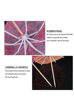 SUNSAR 48 pcs Paper Drink Umbrellas, Cupcake Toppers, 10cm Fruit Sticks Bamboo Toothpicks Colorful Drink Umbrellas for Beach Party  - Image 2