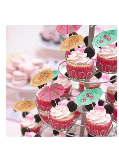 SUNSAR 48 pcs Paper Drink Umbrellas, Cupcake Toppers, 10cm Fruit Sticks Bamboo Toothpicks Colorful Drink Umbrellas for Beach Party  - Image 4