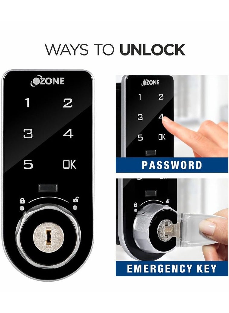 OZFL-302-FK Smart Furniture Lock with Fingerprint | Key Access | Manual Locking System | By Ozone India
