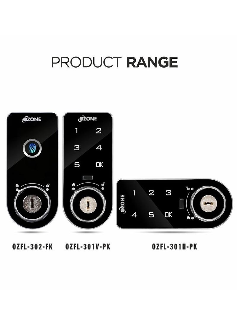 OZFL-302-FK Smart Furniture Lock with Fingerprint | Key Access | Manual Locking System | By Ozone India