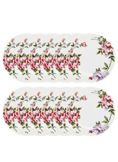 Abir 12-Piece Melamine Flat Plate Set 20 CM / 7.87 INCH White/Floral  - Image 1